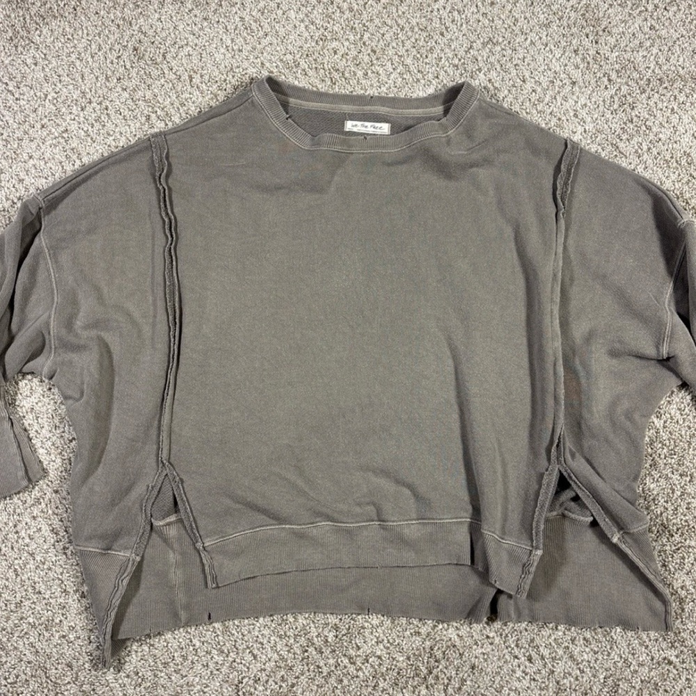 We The Free Camden Gray Oversized Crewneck Sweatshirt M